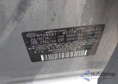 2015 Hyundai Elantra Limited from USA, damaged, VIN KMHDH4AE0FU301456